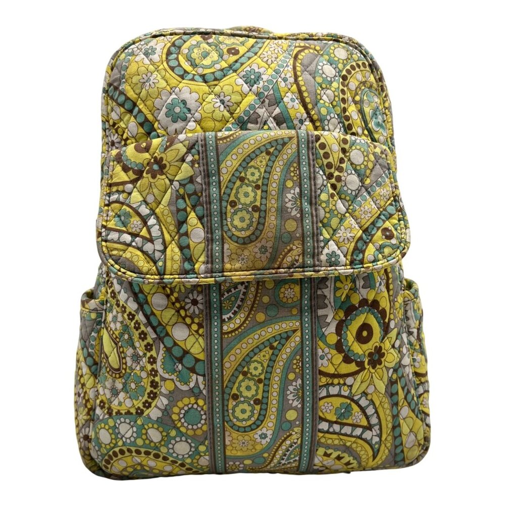 Vera Bradley Yellow Lemon Parfait Pattern Small Quilted Backpack
